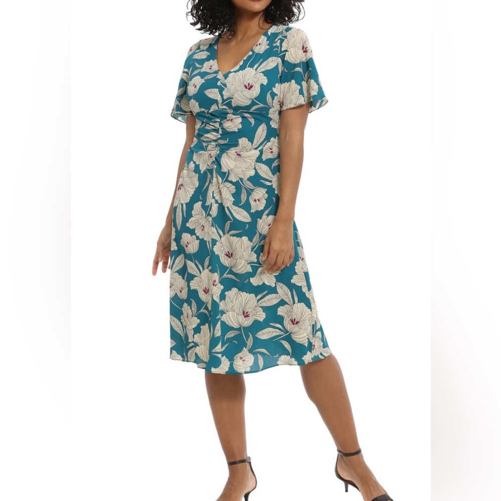 London Times midi short sleeve dress
